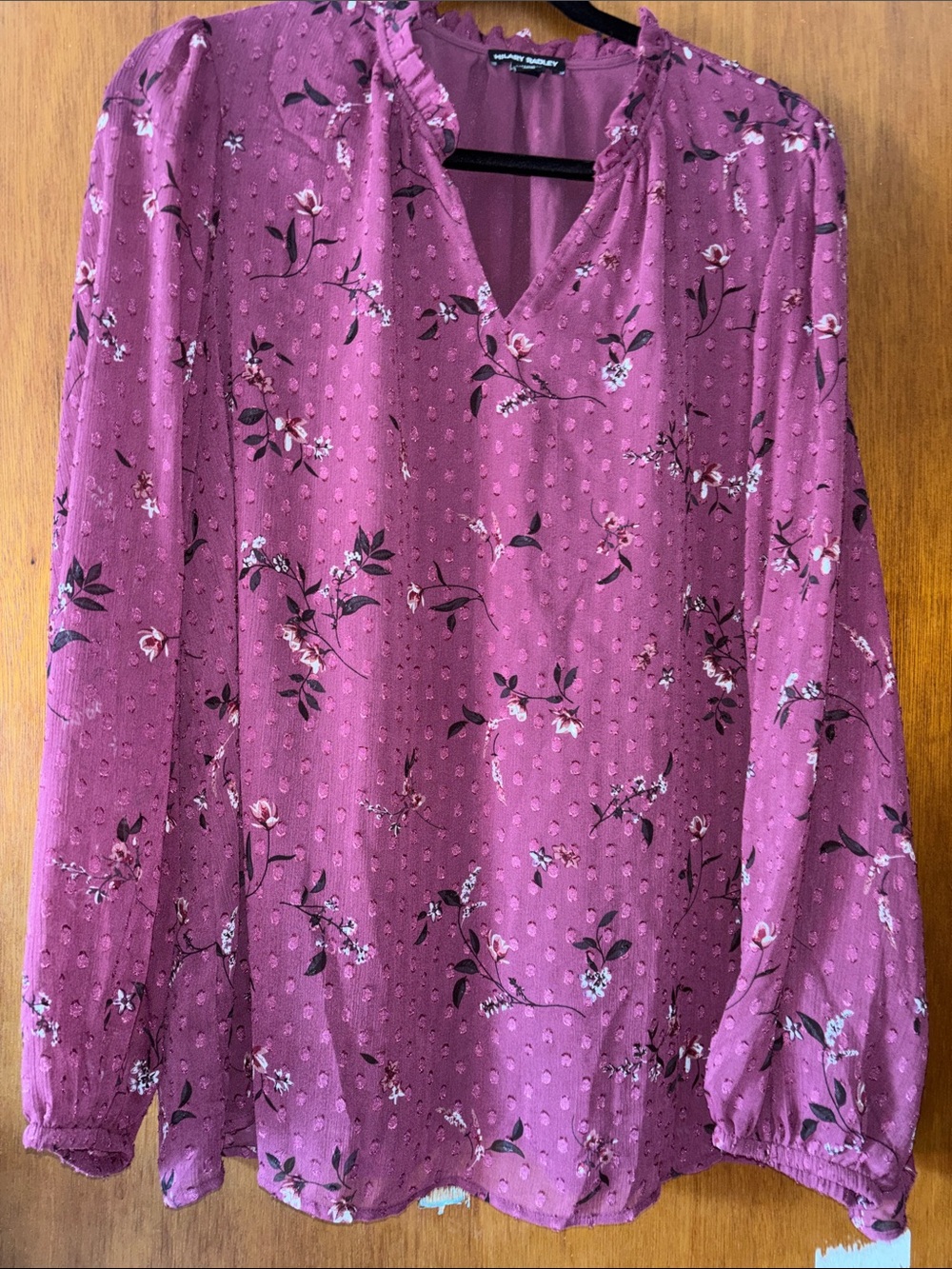 Hilary Radley Plum Floral Long-Sleeve Blouse